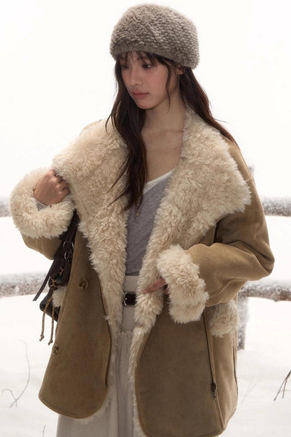 リバーシブルファースエードコート