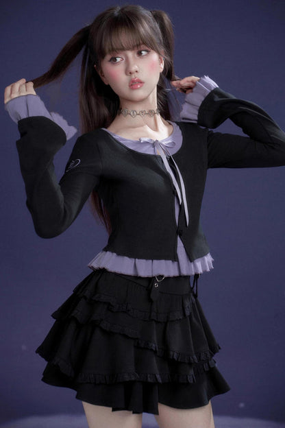 スイートロマンティックラッフルドトップス