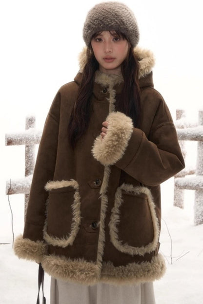 リバーシブルスエードファーコート