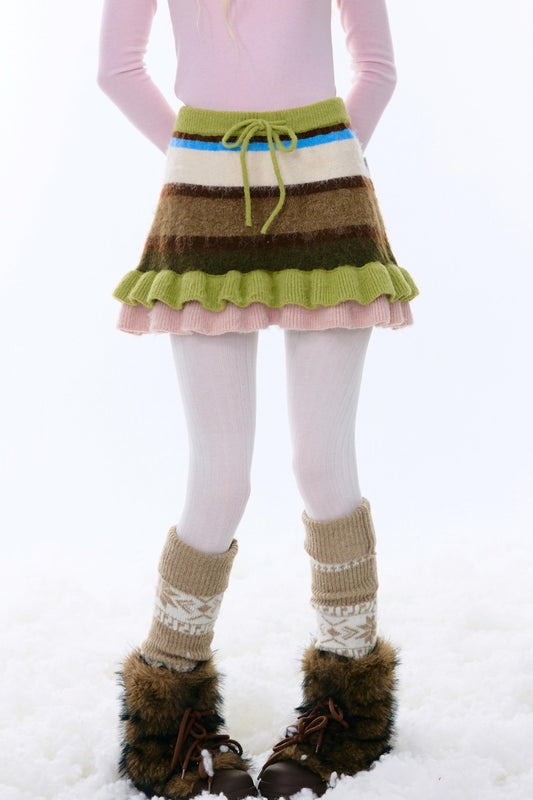 レトロストライプニットスカート