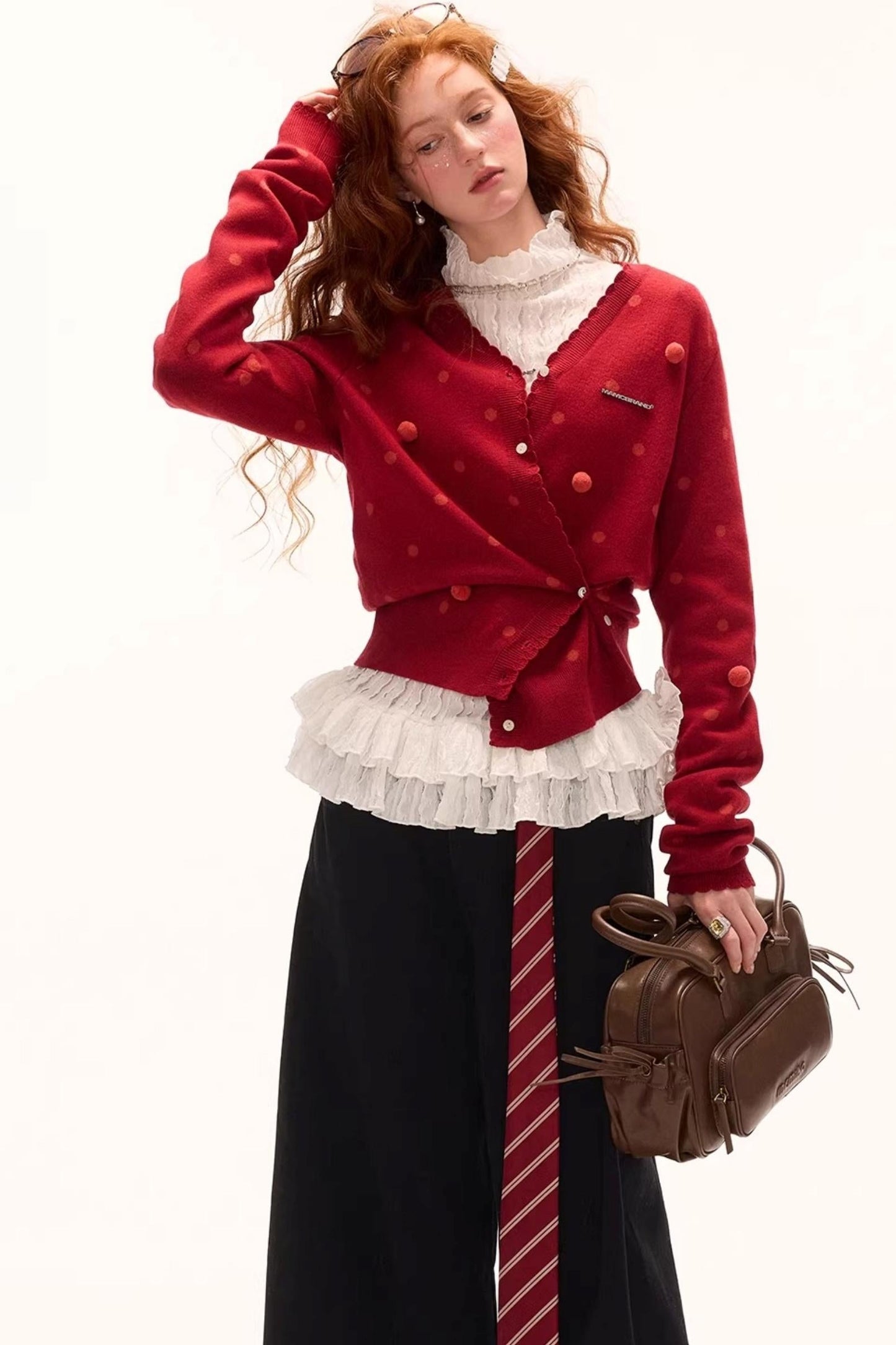 Dot Asymmetrical Cardigan