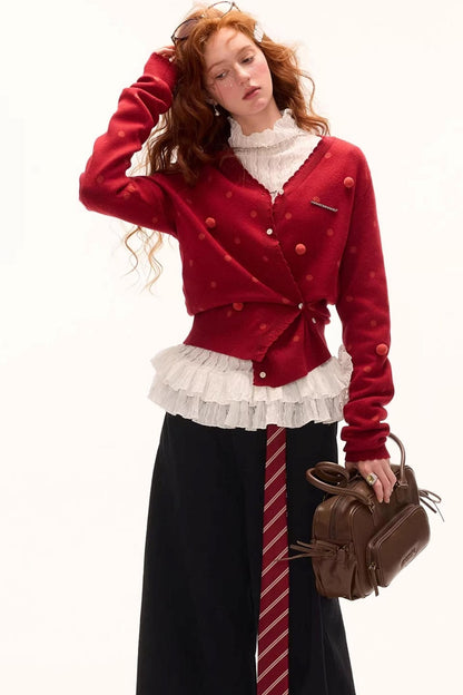 Dot Asymmetrical Cardigan