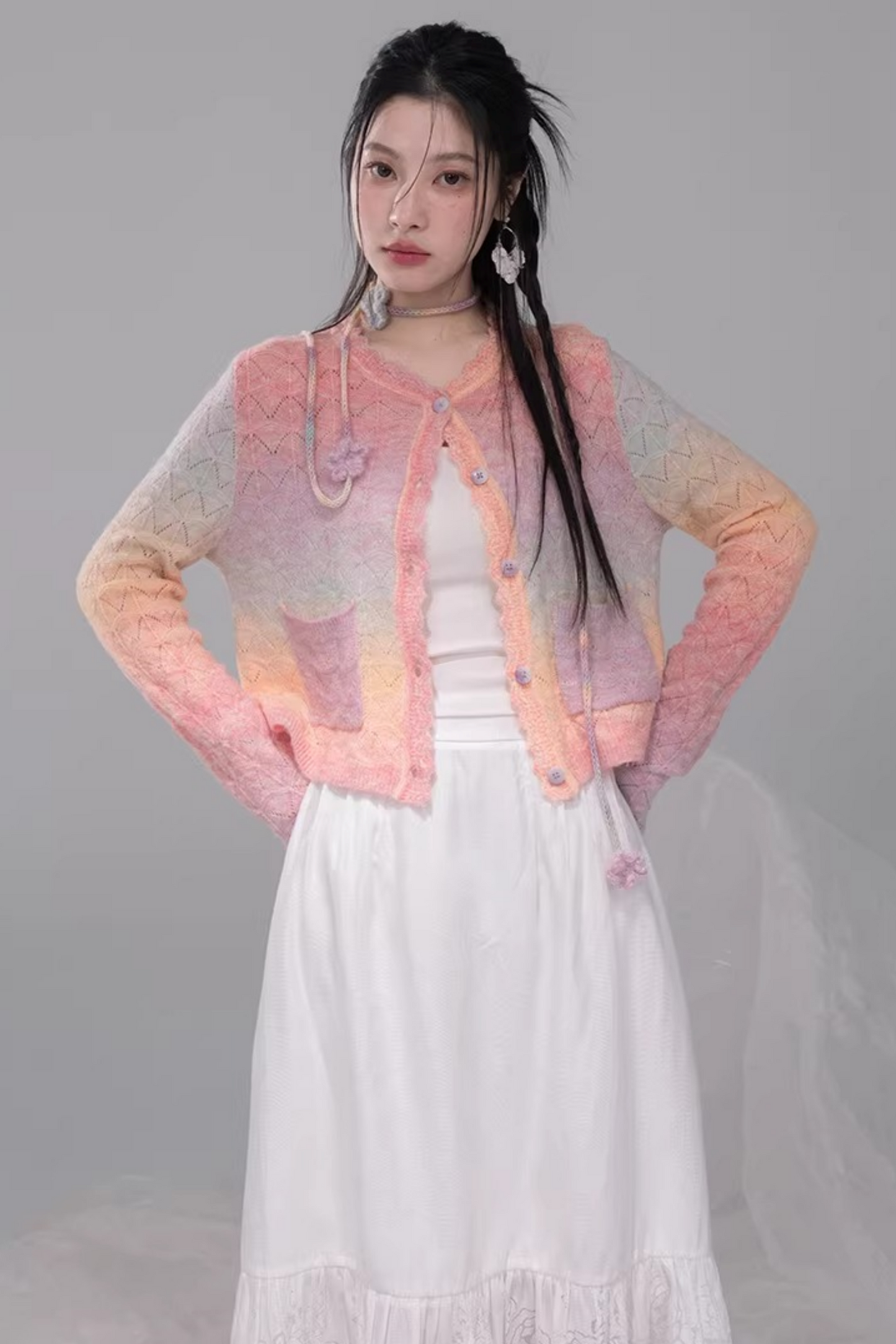 グラデーションレインボーカーディガン