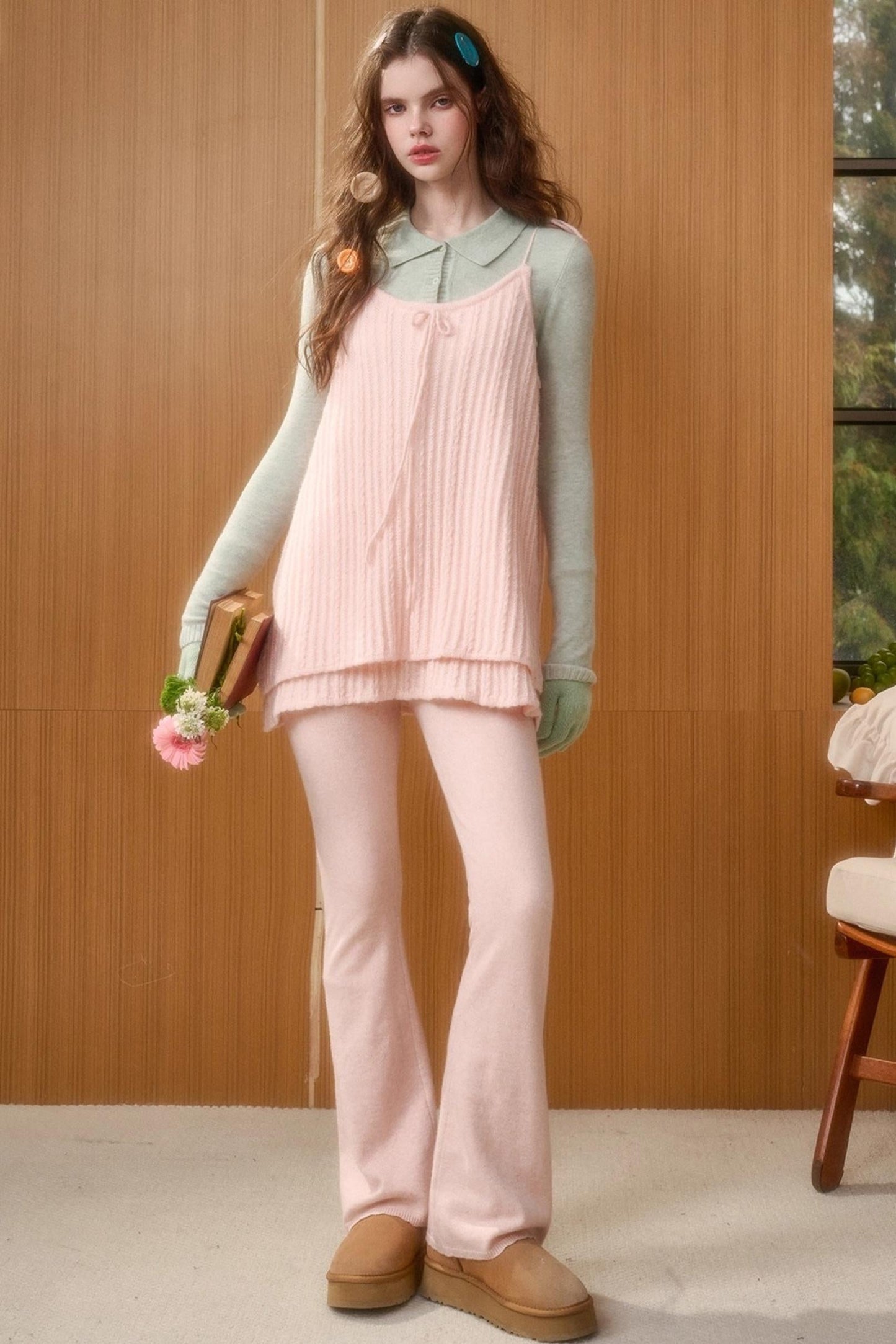 レトロスイートトップス+スリムパンツ