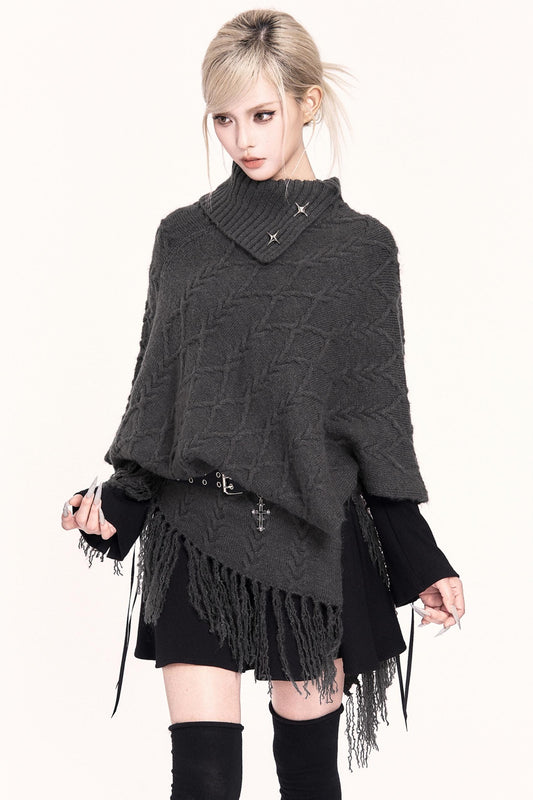 アシンメトリーケープスタイルセーター