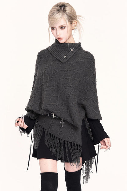 アシンメトリーケープスタイルセーター