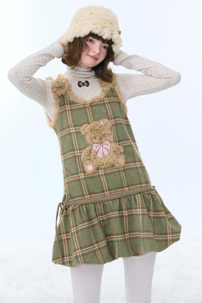 Forest Plaid Teddy Dress