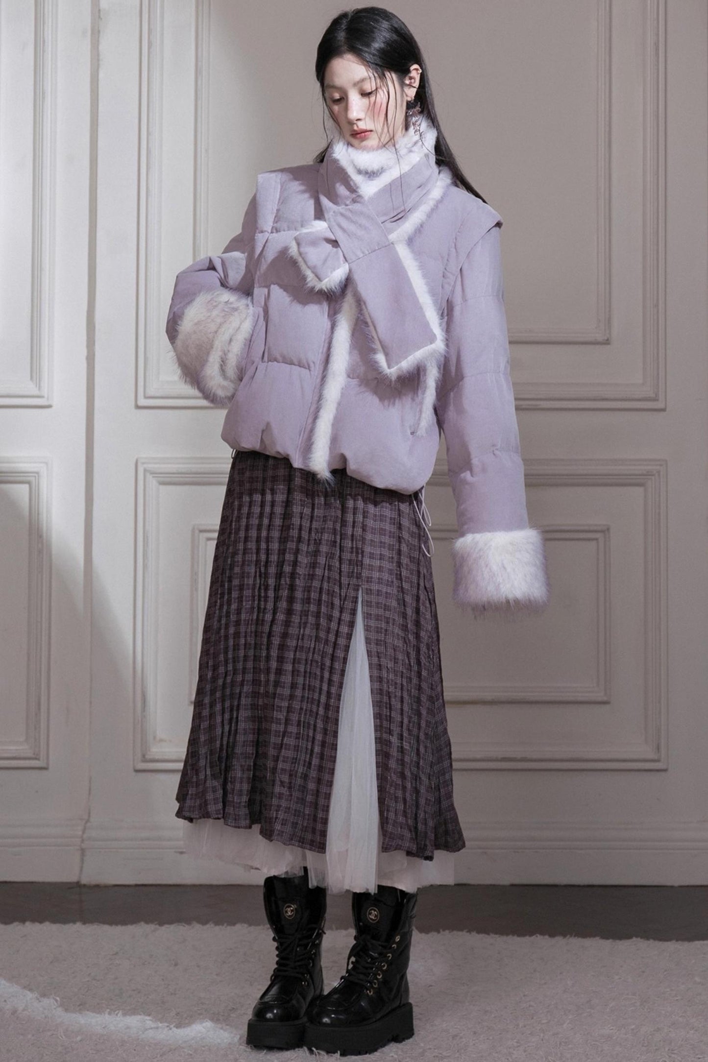 ロマンティックレイヤリングチェックスカート