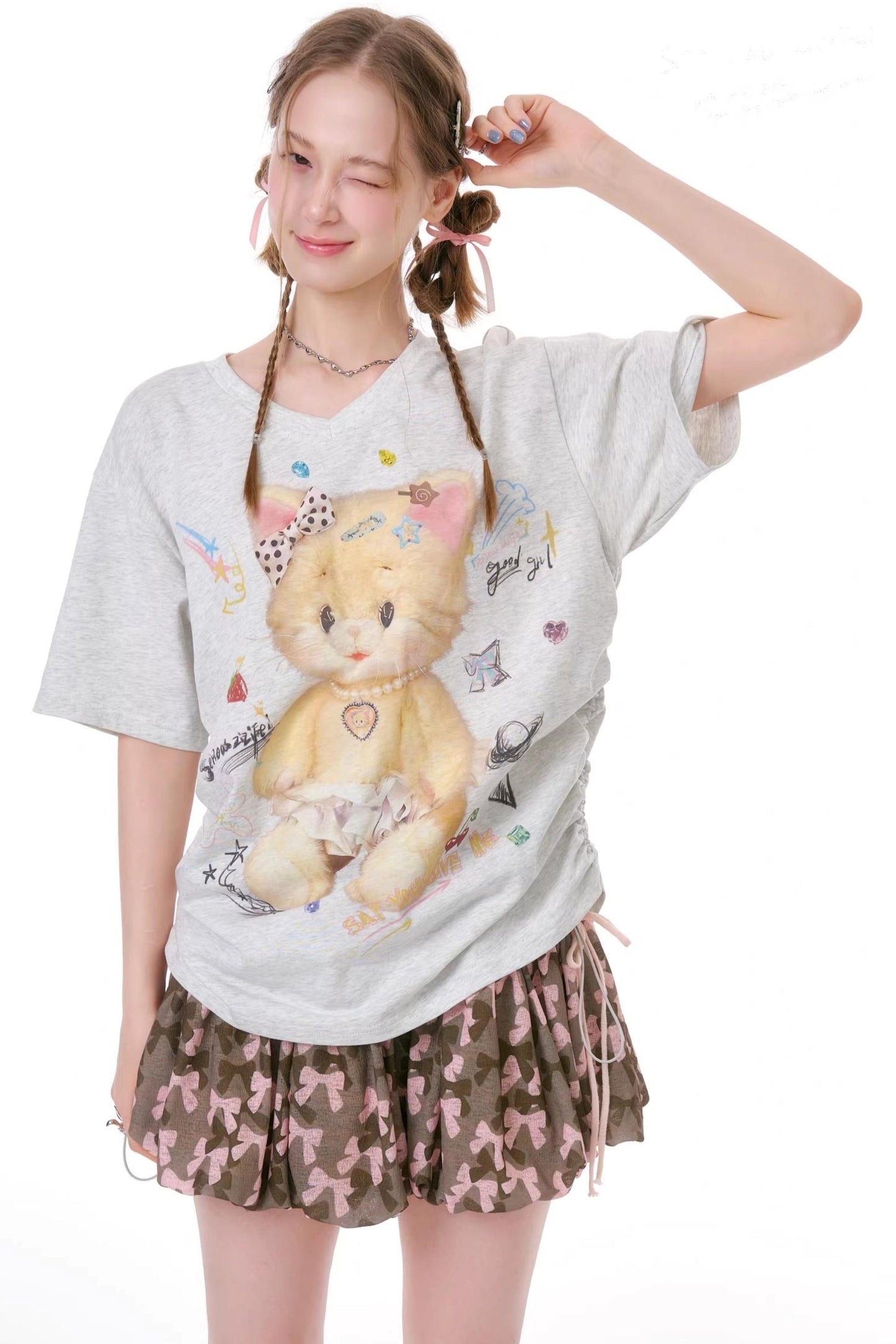 Top con scollo a V orsetti gommosi