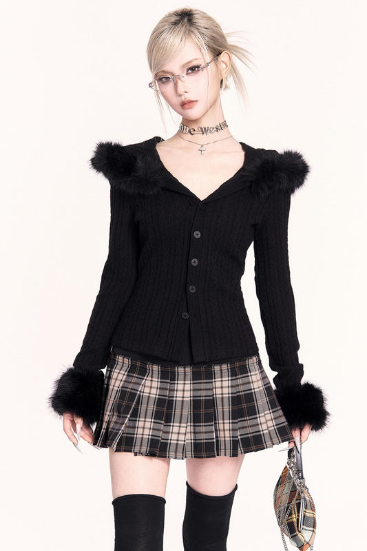 Fur Collar Hoodie Top