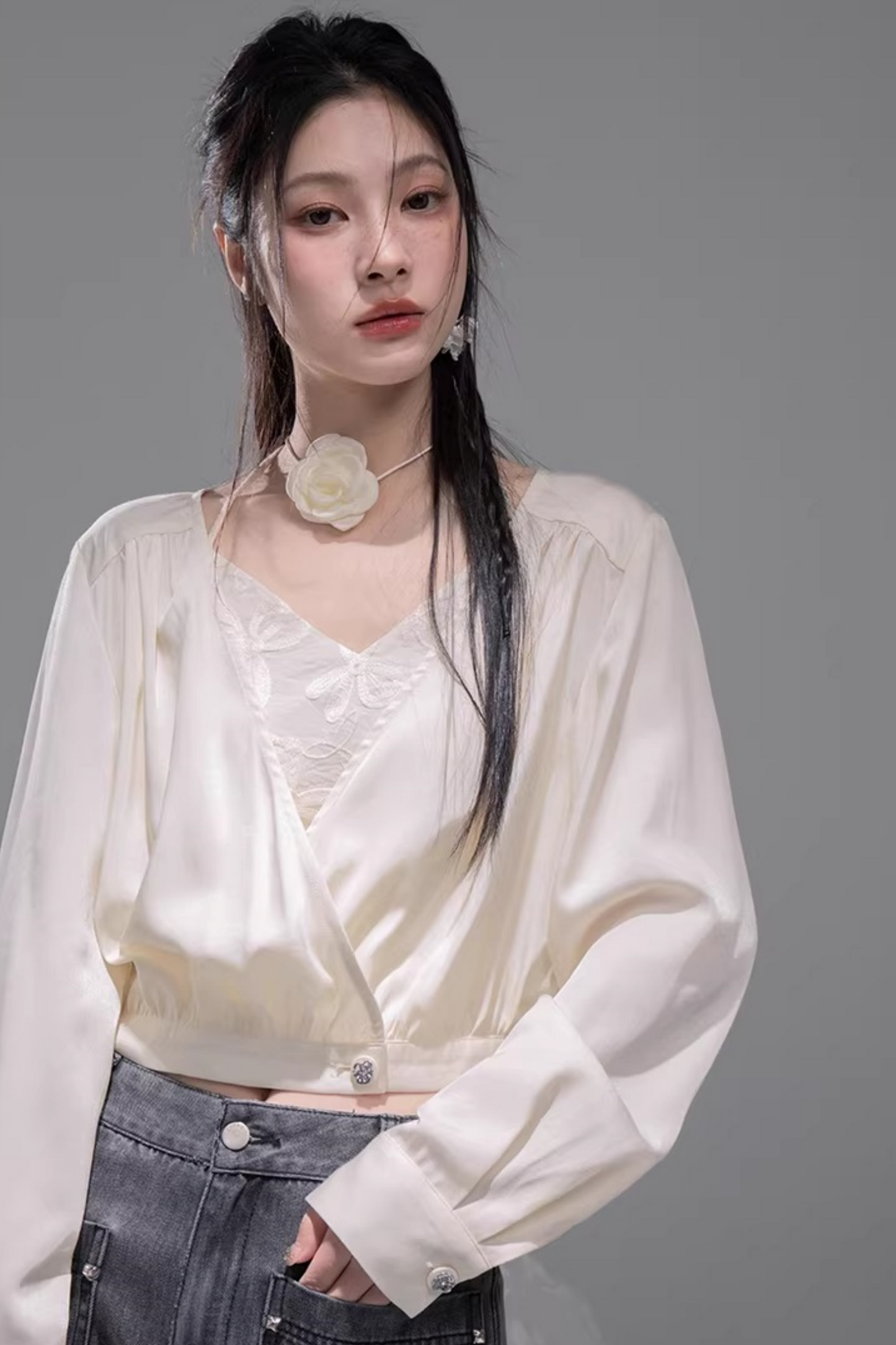 テーラリングトップス+ホルターネックベスト