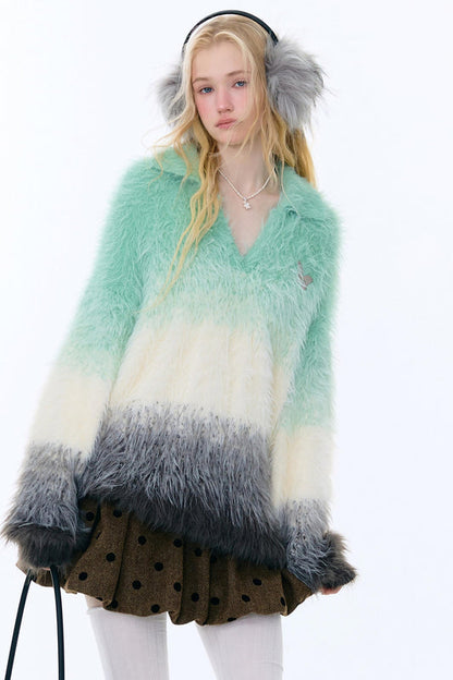 Retro Gradient Buoy Neck Sweater