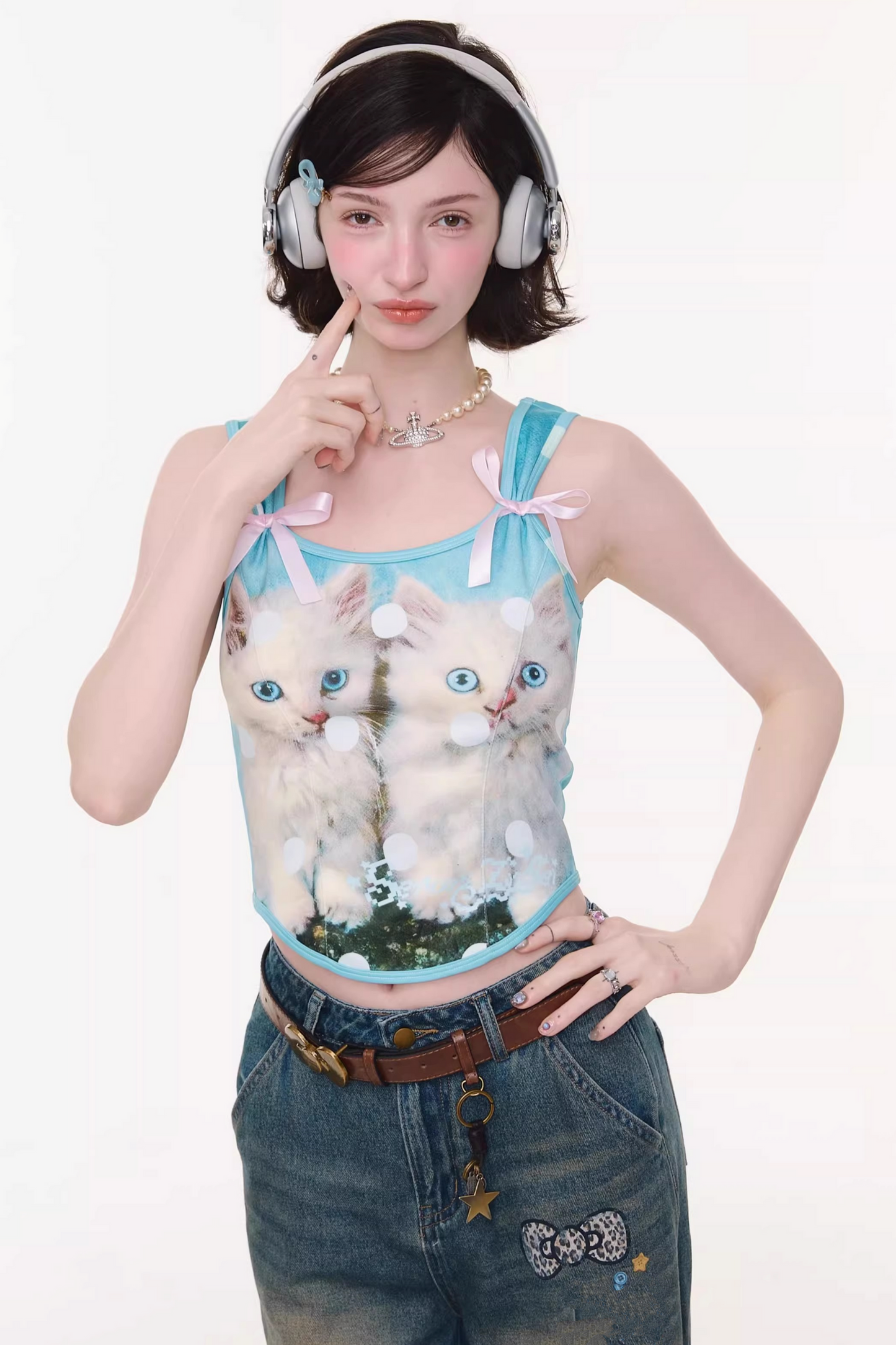 軟糖貓咪圓點上衣