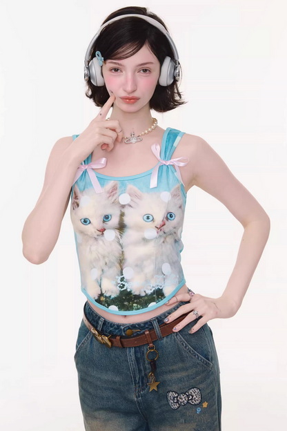 軟糖貓咪圓點上衣