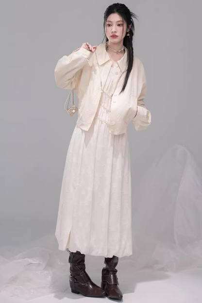 フローラルバッドレースドレス