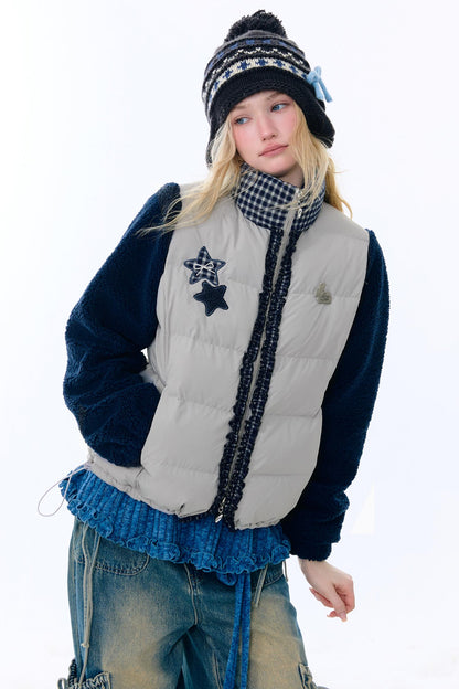 Star Print Color Block Coat