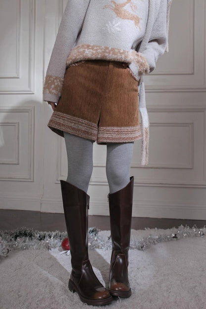 コーデュロイステッチショートパンツ