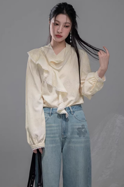 レモンイエローフラッフルブラウス