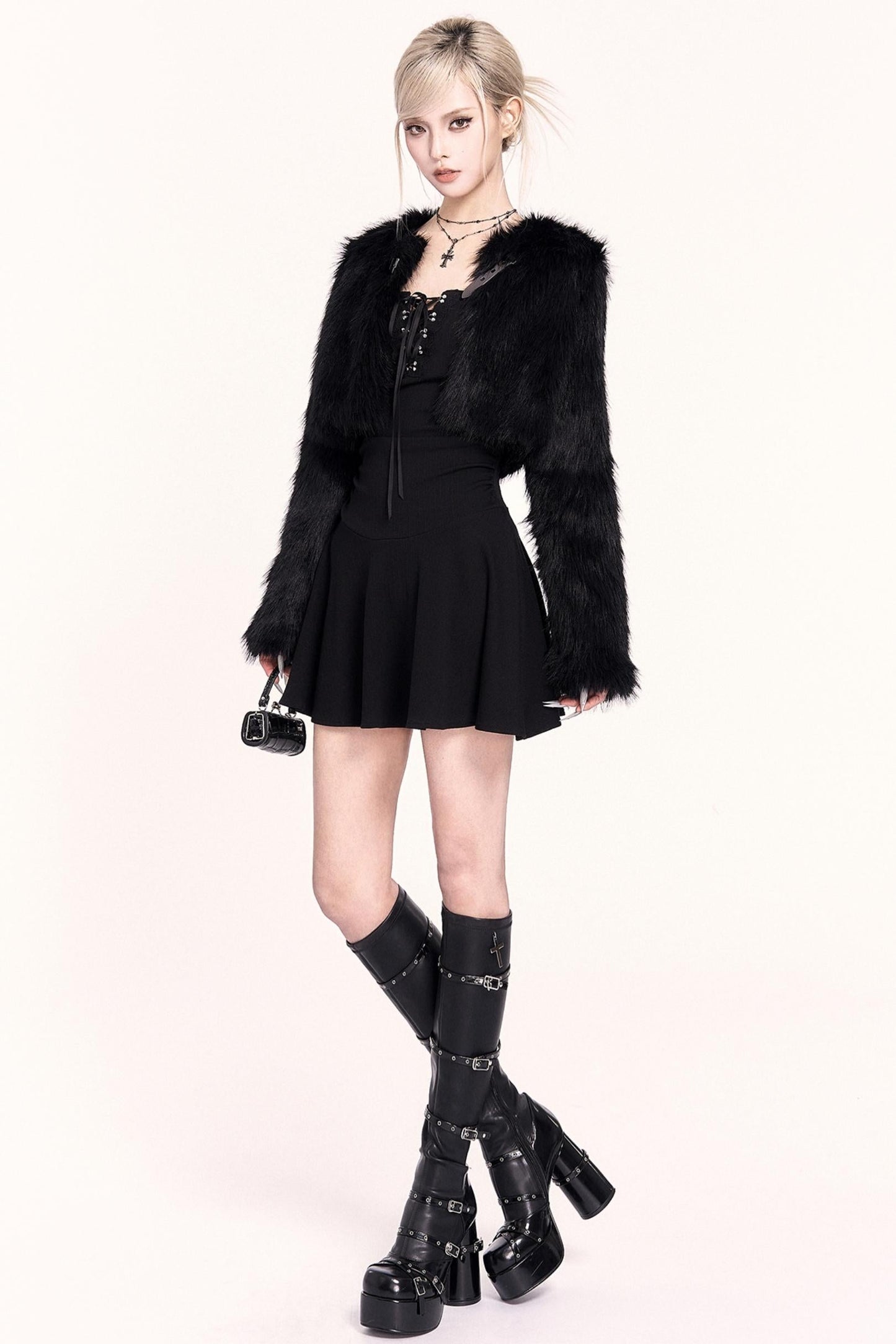 エレガントブラックファーコート