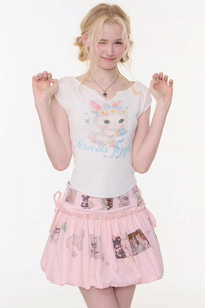 White Rabbit Print Slimming Top