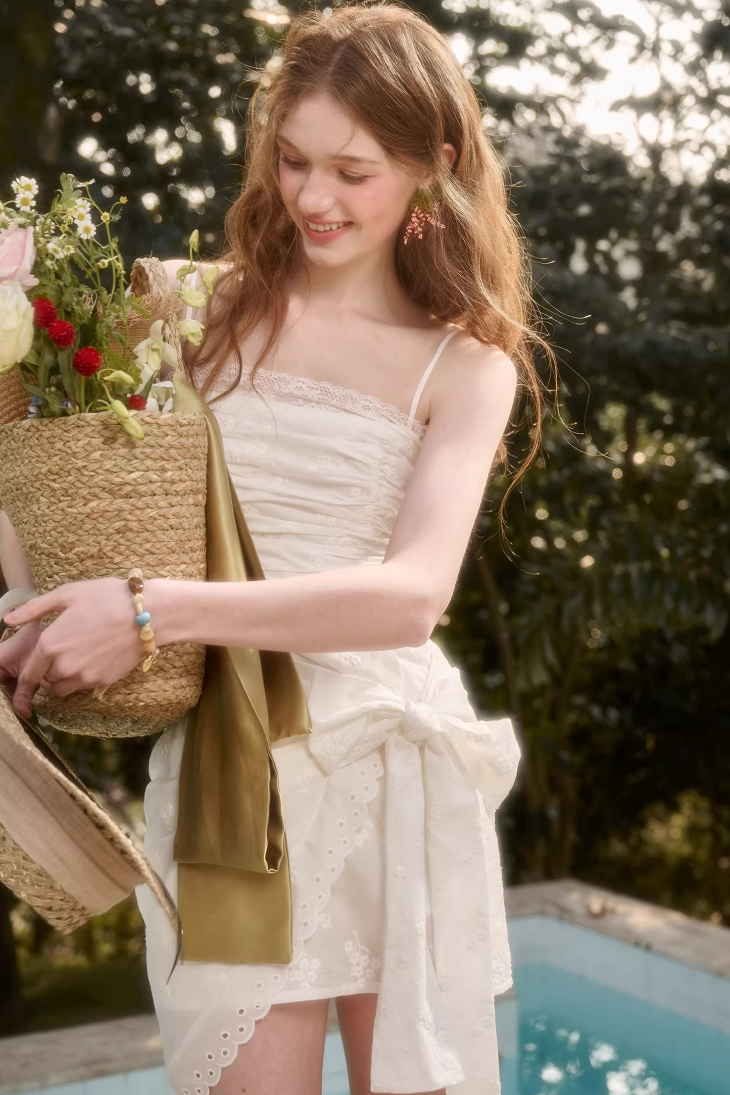 フレンチリボンタイトキャミソールドレス