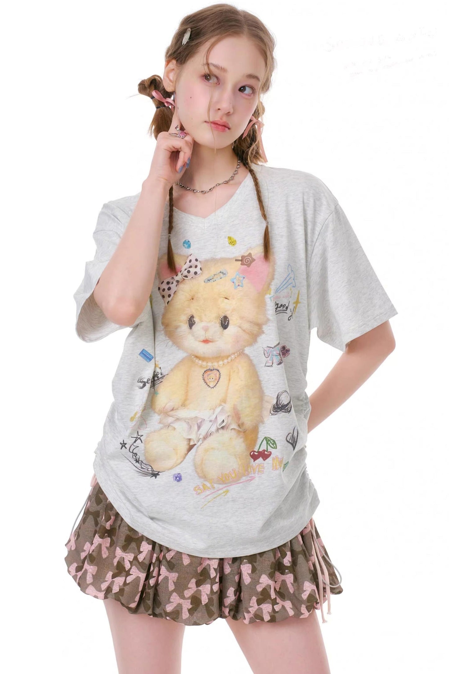 Top con scollo a V orsetti gommosi