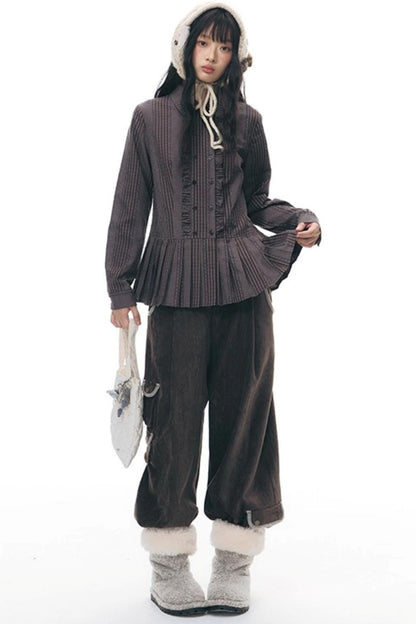 マルチポケットカジュアルロングパンツ+ロールアップワイドレッグミディアムパンツ