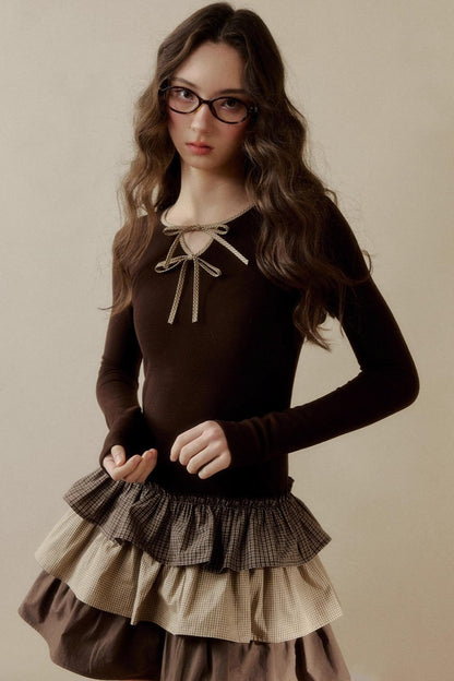 レトロチェックレイヤードドレス