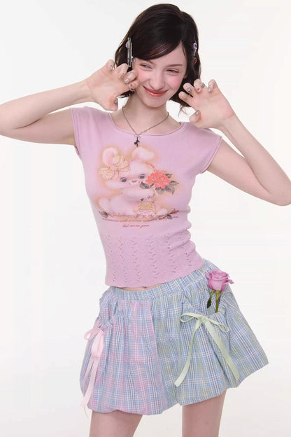 Sweet Rabbit Print Top
