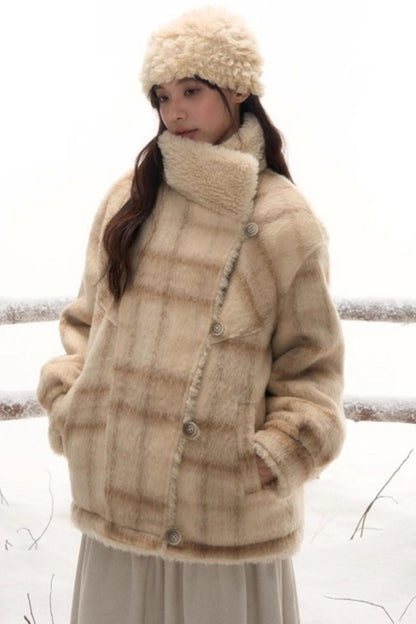 リバーシブルチェックルーズコート