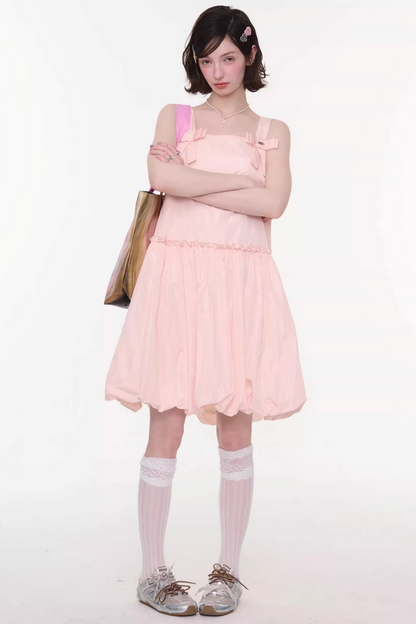 Ribbon Sweet Balloon Camisole Dress