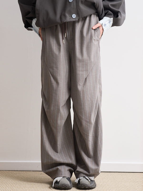 ストライプストレートプリーツパンツ