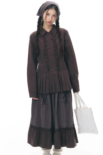 ラッフルダブルブレスタフリルトップス