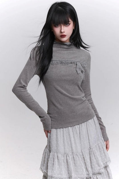 フェイデッドグレーリブドトップ