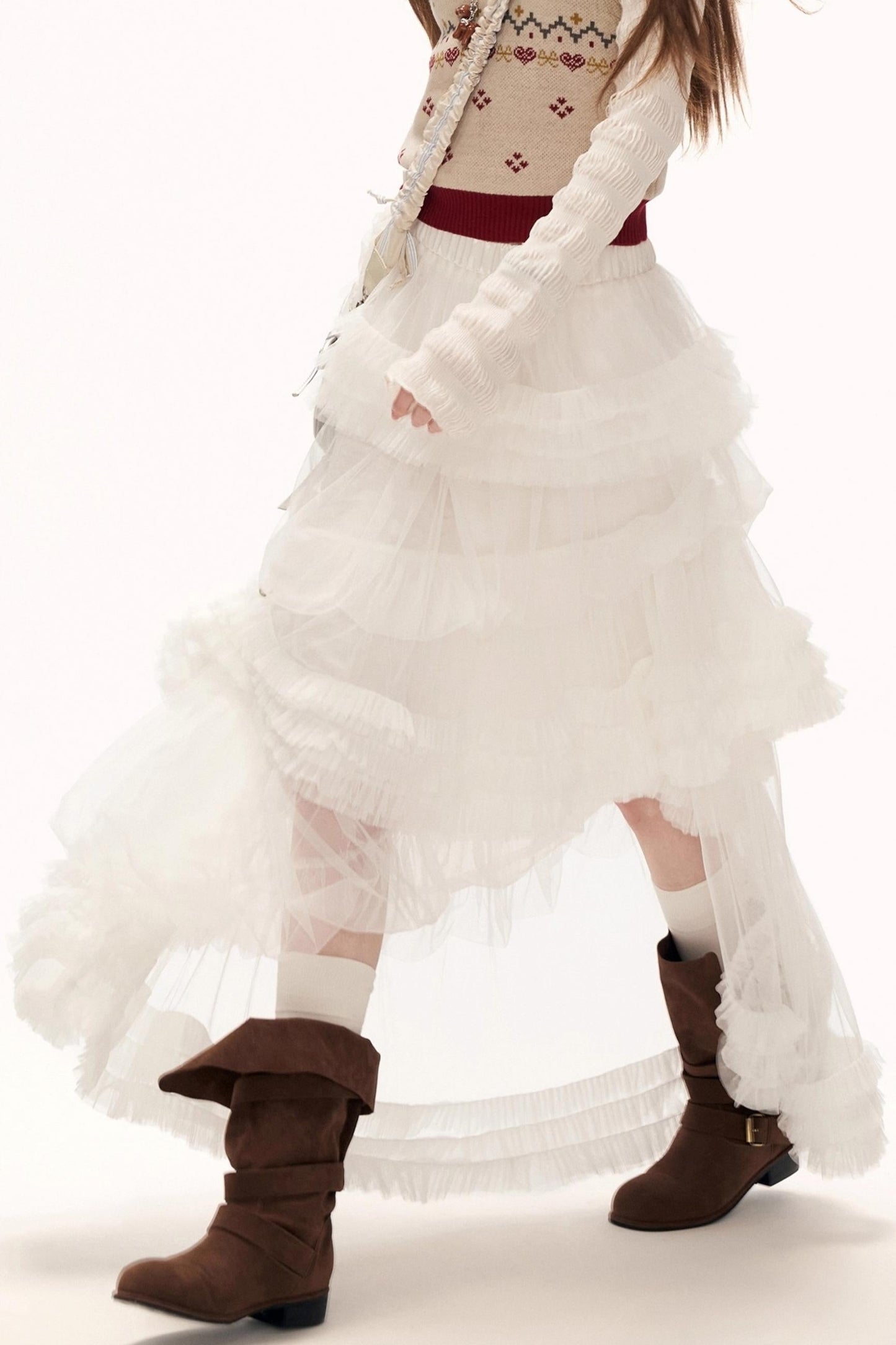 メッシュアシンメトリカルクラウドスカート