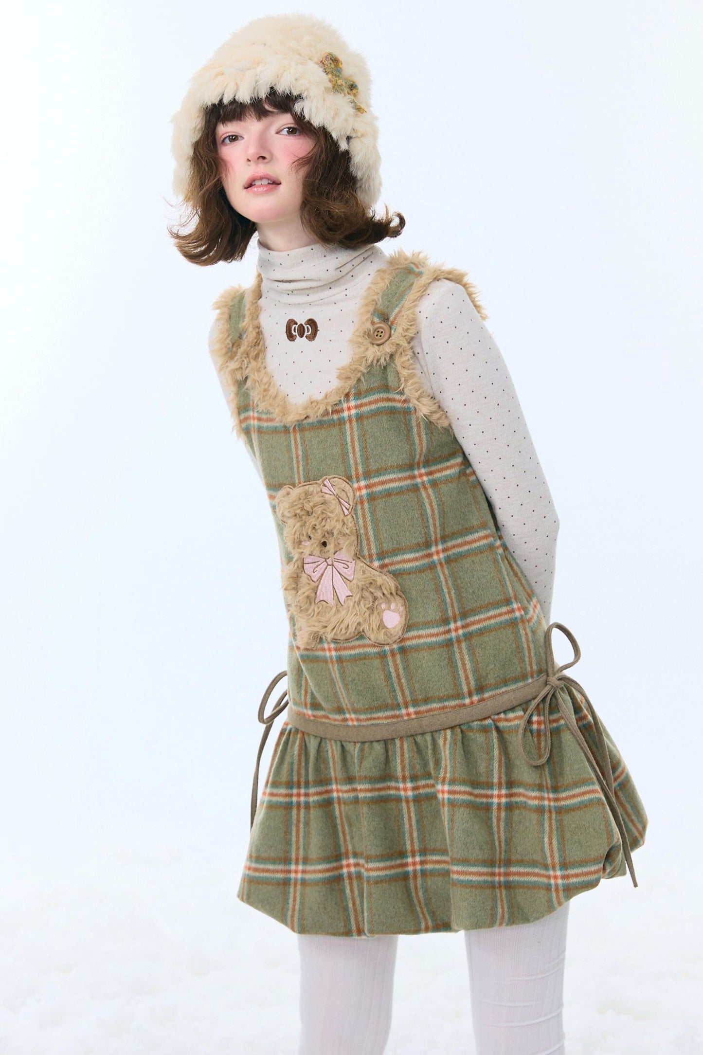 Forest Plaid Teddy Dress
