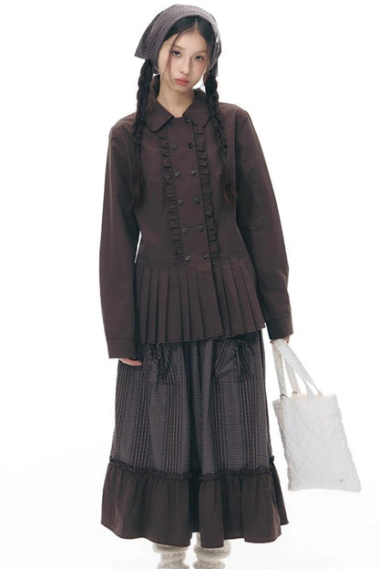 ラッフルダブルブレスタフリルトップス