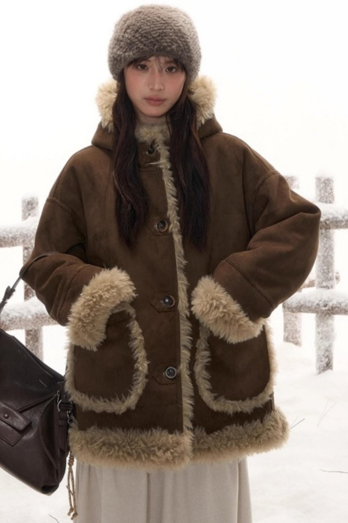 リバーシブルスエードファーコート