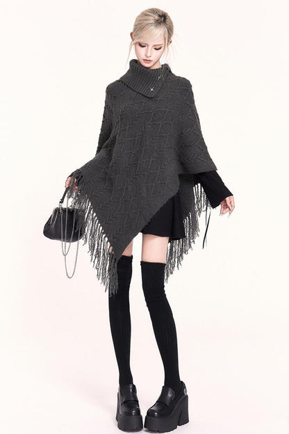 アシンメトリーケープスタイルセーター