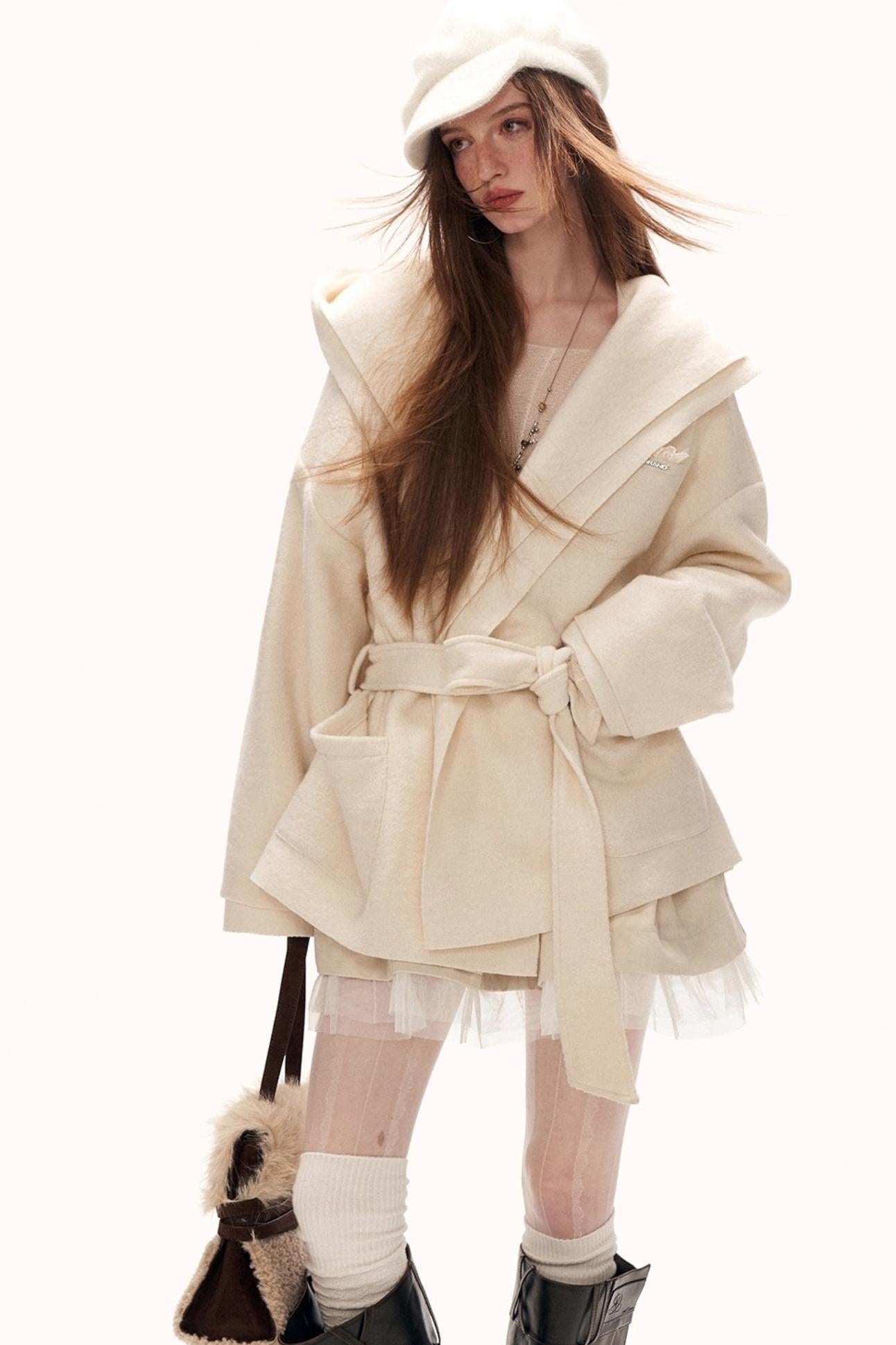 Double Layered Fur Shrimmed Coat