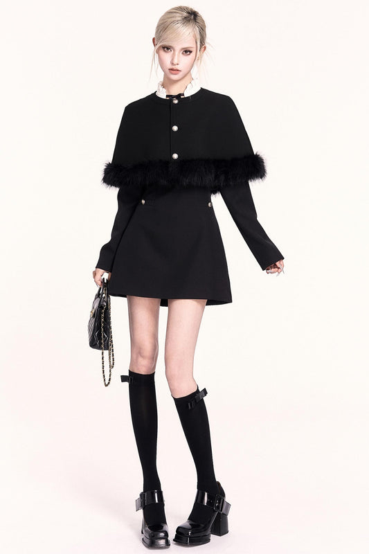 ツーピースウールラップドレスセットアップ　