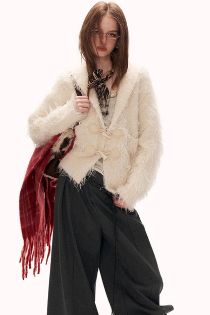 White Loop Yarn Cardigan