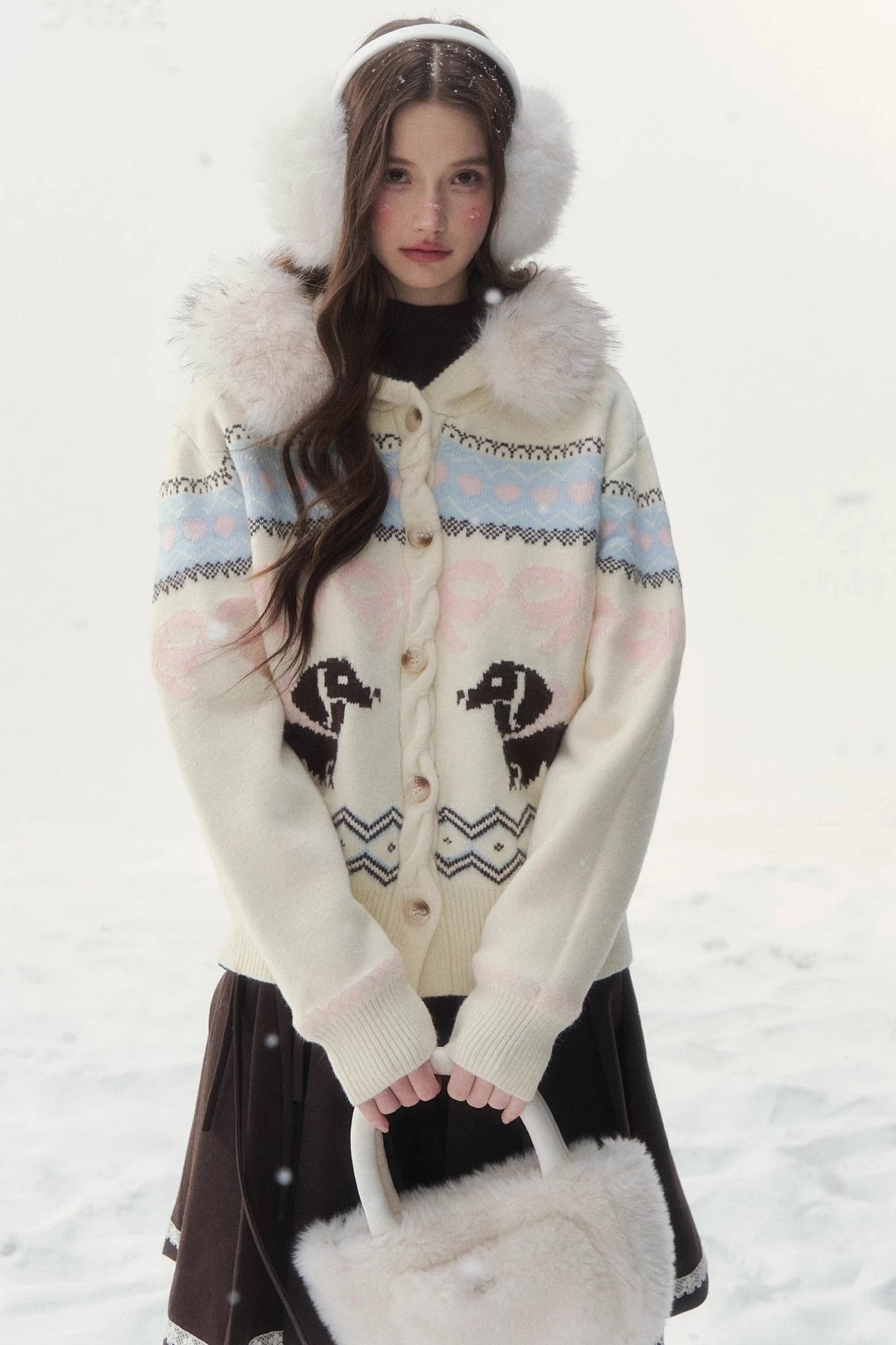 レトロフェアアイルダックスセーターカーディガン