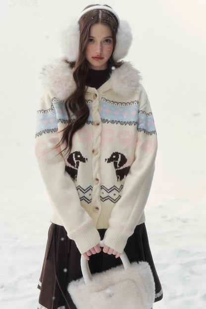 レトロフェアアイルダックスセーターカーディガン