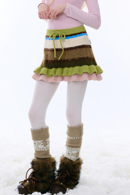 Retro Stripe Knit Skirt