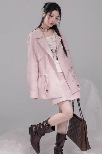 パウダーカラージャケット+スカート