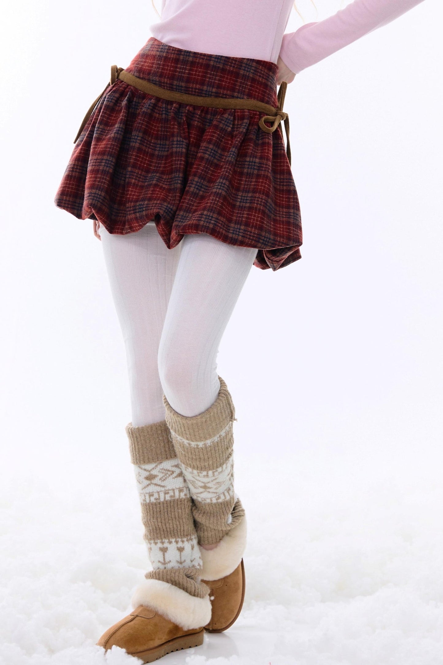 Retro Plaid Drawstring Skirt