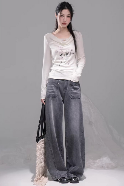 インクグレイストレートデニムパンツ