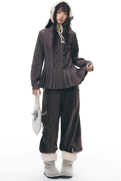 マルチポケットカジュアルロングパンツ+ロールアップワイドレッグミディアムパンツ