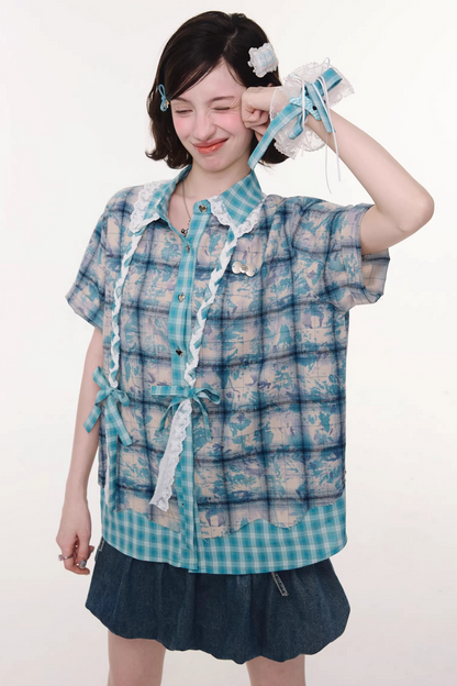 Camicia ampia a quadri Y2K